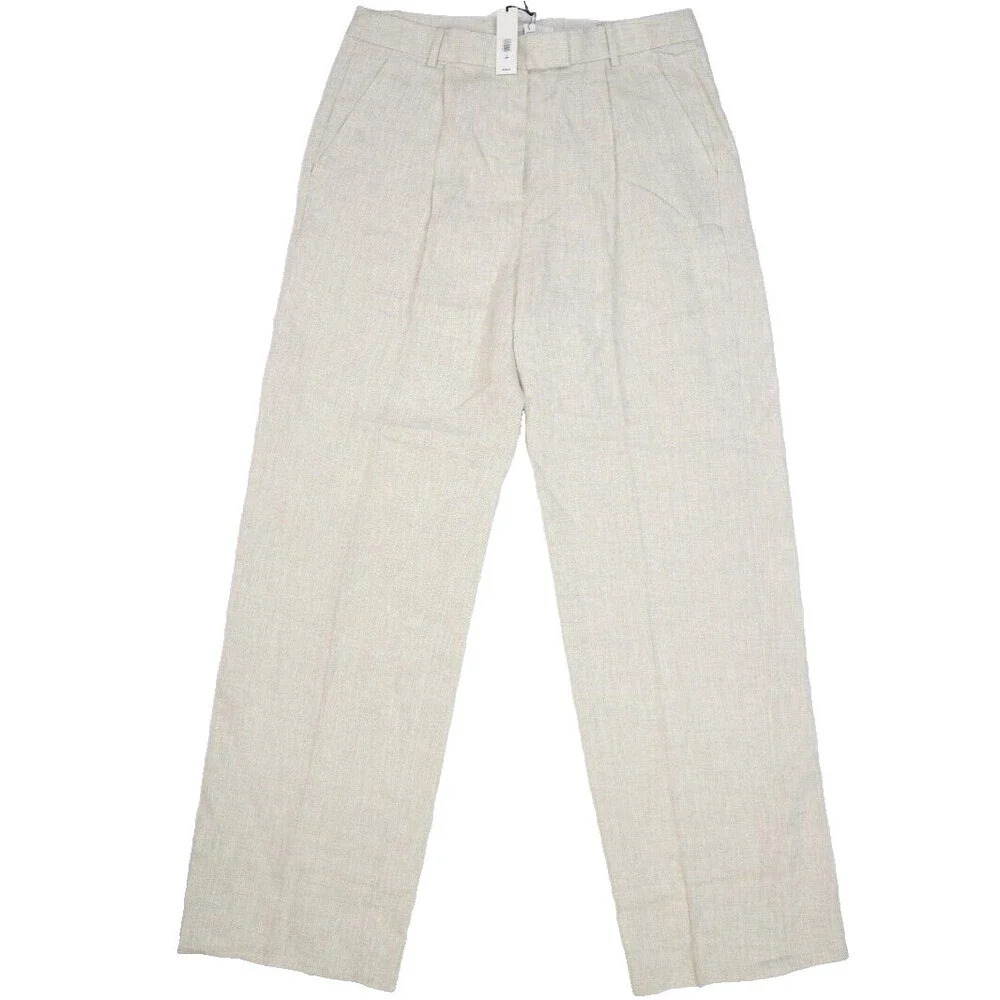Banana Republic Lina Straight Natural Linen Dress Pant w Pockets Womens 10L